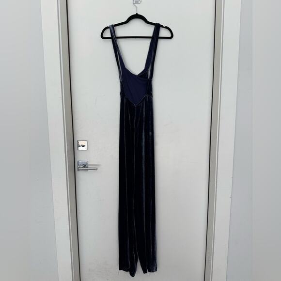 Staud Parker Blue Velvet Maxi Jumpsuit Size 10 - Picture 9 of 10